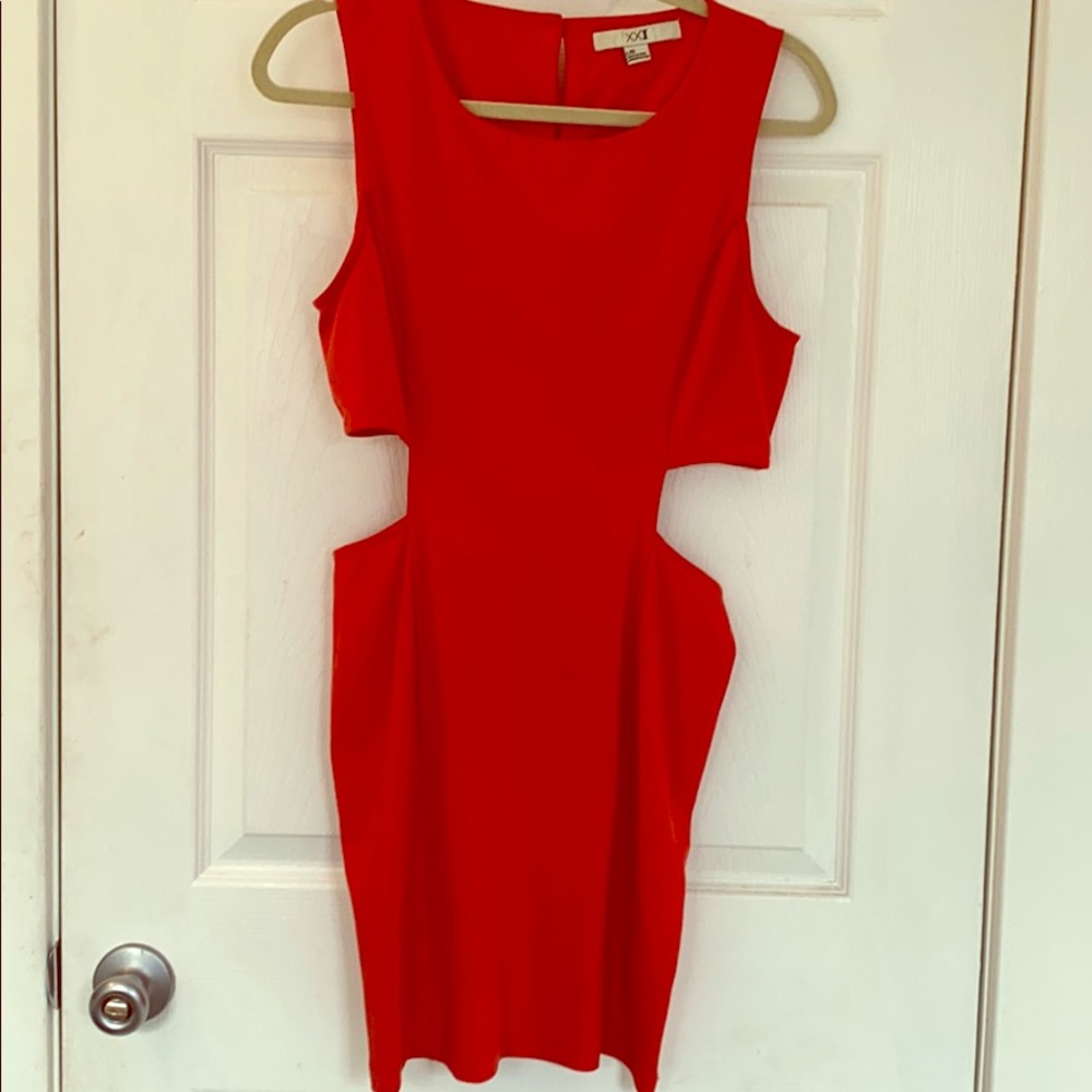 Orange mini dress with side cut outs